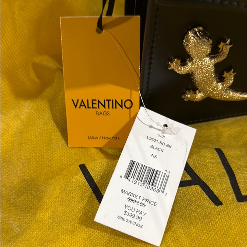 Valentino Black and Gold Crossbody Bag with V Logo - Picture 2 of 5